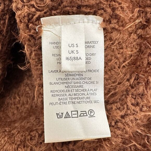 Free People Icing Pullover Sweater S Brown V Neck Eyelash Knit Fluffy Slouchy - Picture 10 of 16